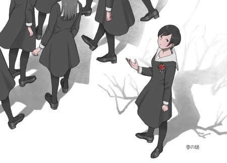 black eyes black hair dress group original pantyhose school uniform shokugyo short hair