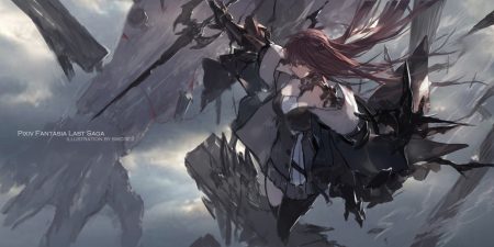 clouds long hair original pixiv fantasia polychromatic red hair sketch sky swd3e2 sword thighhighs watermark weapon