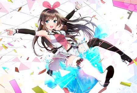 a.i. channel aqua eyes boots brown hair headband kizuna ai long hair navel seicoh shorts thighhighs water zettai ryouiki