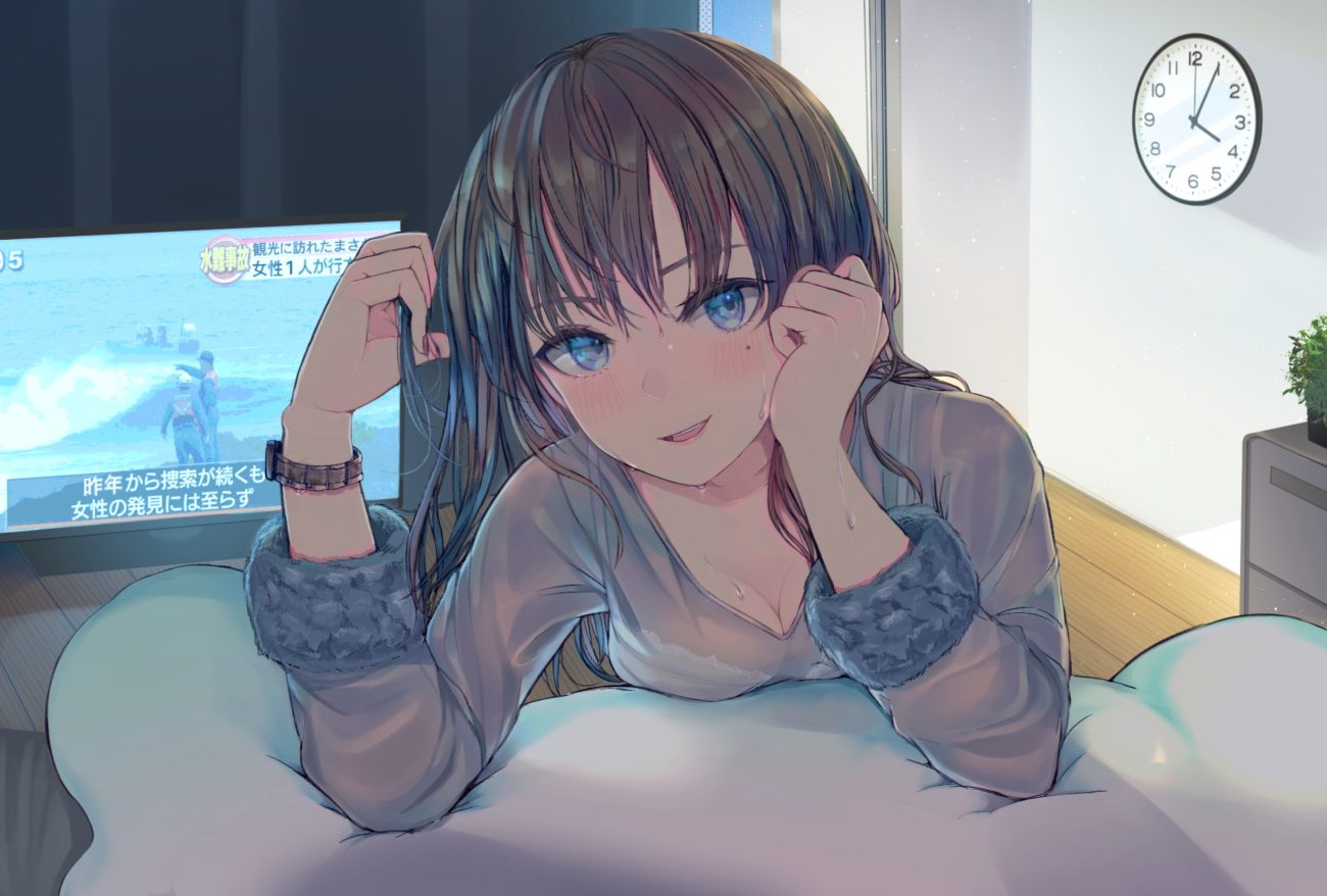 brown hair long hair original see through tagme (artist) wet