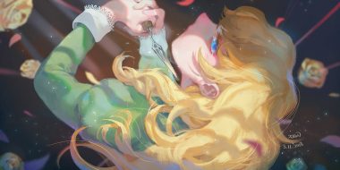 blonde hair blue eyes christon-clivef flowers ib knife long hair mary (ib) petals rose signed tears