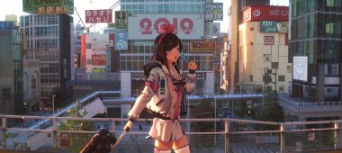a.i. channel animal ears building city hood ibara dance kizuna ai popsicle pop team epic thighhighs zettai ryouiki