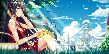 black hair book building clouds dylannn grass long hair necklace original purple eyes shade sky
