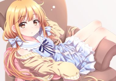 aliasing ayase midori blonde hair brown eyes dress futaba anzu idolmaster idolmaster cinderella girls loli long hair twintails