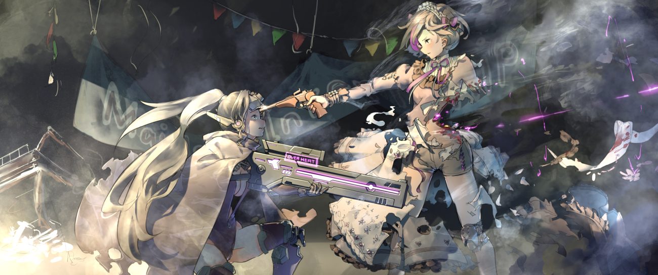 2girls aamond anthropomorphism girls frontline gun jaeger (girls frontline) techgirl thompson/center contender (girls frontline) weapon