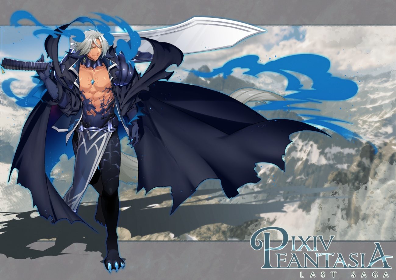 all male elbow gloves gloves gray hair green eyes kuro mame male original pixiv fantasia short hair sword weapon