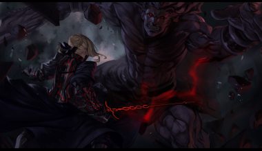 armor artoria pendragon (all) berserker blonde hair bow braids dark fate (series) fate/stay night magic peperon (peperou) red eyes saber saber alter short hair sword weapon wristwear