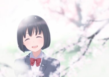 black hair bow cherry blossoms close flowers kyak bamboo original school uniform short hair