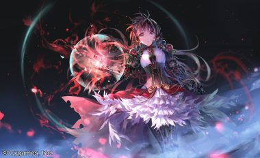 armor brown eyes brown hair chain corset dress irua long hair magic mono garnet rebel shadowverse techgirl