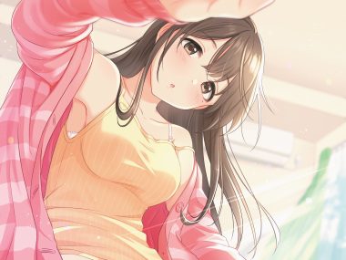 blush brown eyes brown hair close long hair original tsukana (saba mizore)