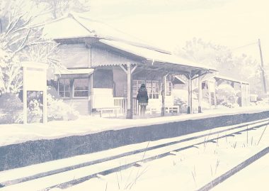 building gemi monochrome original pantyhose scarf scenic school uniform skirt snow train winter