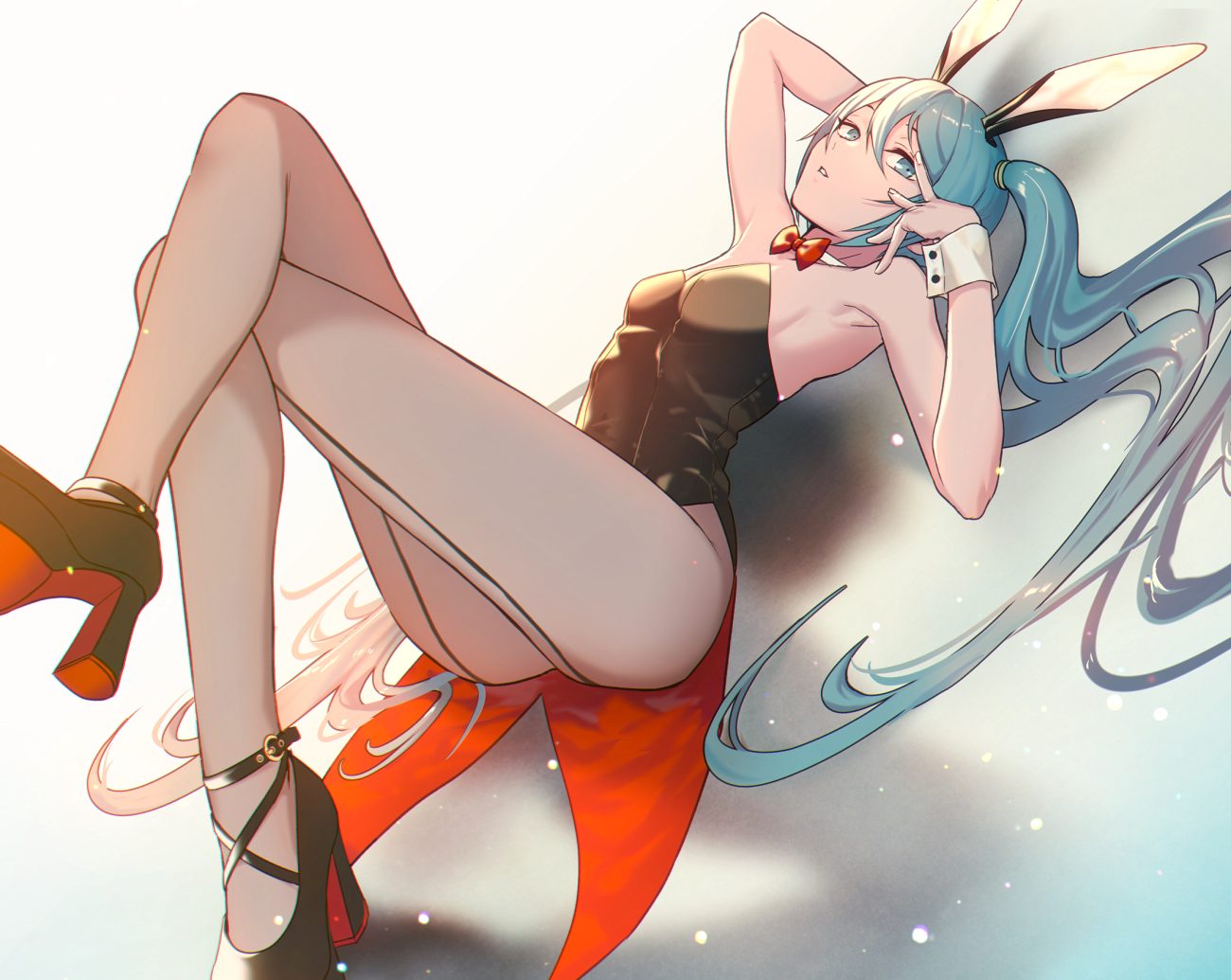 animal ears bow bunny ears bunnygirl ganov hatsune miku pantyhose vocaloid wristwear