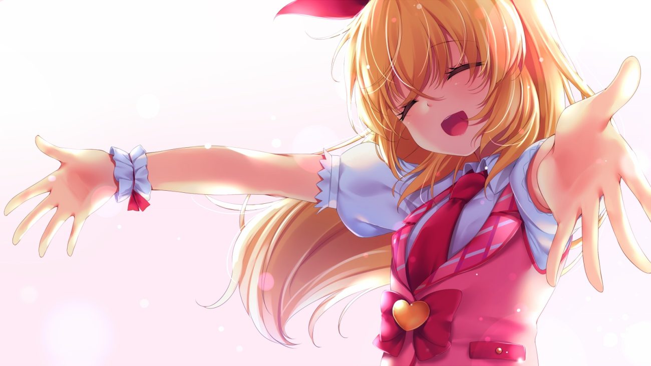 aikatsu! bow chiyonekoko gradient hoshimiya ichigo long hair orange hair tie wristwear