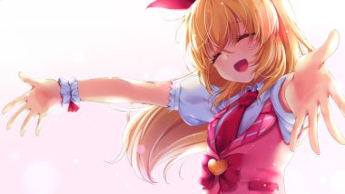 aikatsu! bow chiyonekoko gradient hoshimiya ichigo long hair orange hair tie wristwear