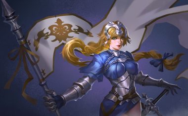 armor blonde hair braids breasts dress elbow gloves fate/apocrypha fate/grand order fate (series) gloves green eyes headdress jeanne d'arc (fate) junqi mu long hair ponytail realistic sword weapon