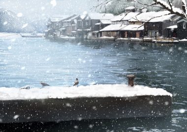 animal bird boat building no humans original sakeharasu scenic snow water