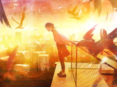 animal bird feathers iwakura lain nakamura yukihiro serial experiments lain sunset
