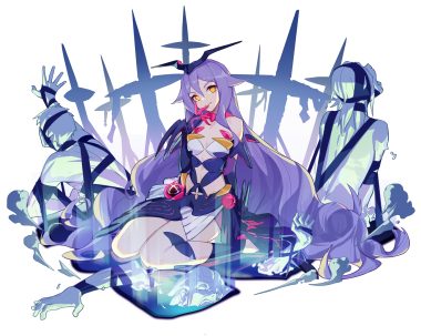 bodysuit elbow gloves gloves honkai impact honkai (series) jinyuan712 long hair magic purple hair sirin white yellow eyes
