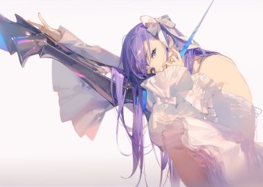 armor ask (askzy) blue eyes dress fate/grand order fate (series) long hair meltryllis purple hair
