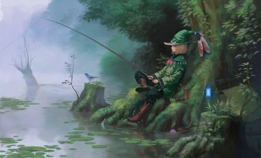 animal bird blonde hair boots feathers forest hat leaves original short hair tree wasabi60 water