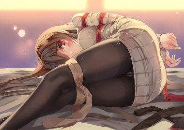 blush bondage brown hair dress kestrel long hair original panties pantyhose red eyes underwear