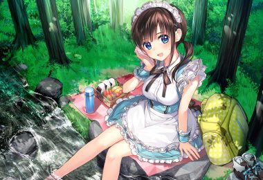 food forest green headdress maid mochiko (mochiko3121) original tree water wristwear