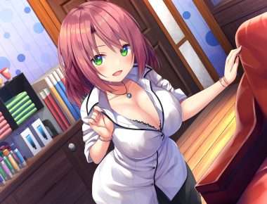 asa no ha blush book breasts cleavage green eyes necklace original red hair short hair wristwear