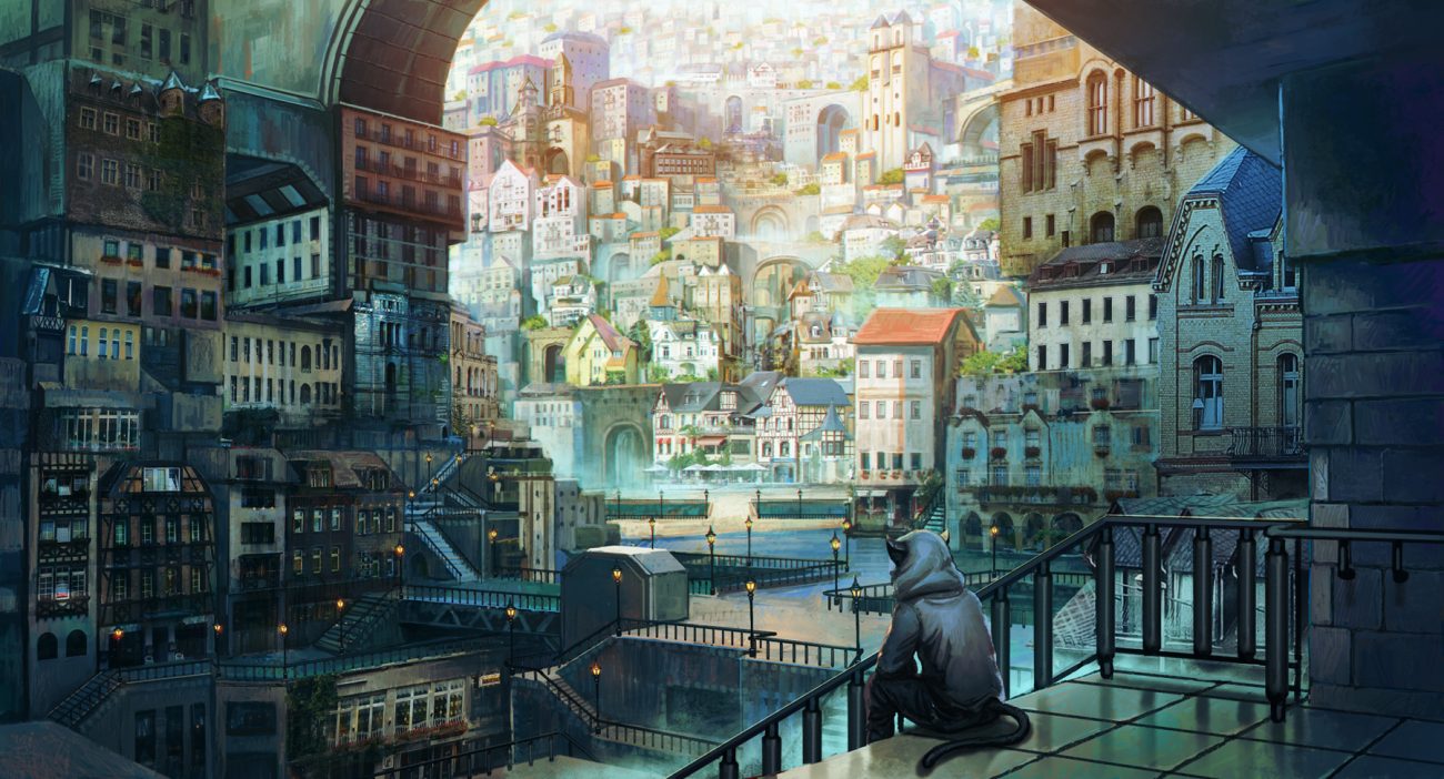 building city hood horns kakotomirai (harvester) original scenic stairs tail