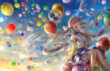 aliasing brown eyes clouds hat long hair misaki yuu (misaki 1192) original paper pink hair school uniform skirt sky twintails