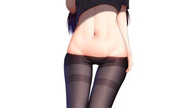 brown hair long hair navel original pantyhose white wsman