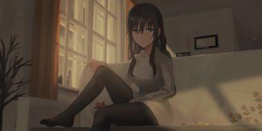 black hair blue eyes chihuri405 cigarette couch dark elizabeth f beurling long hair pantyhose smoking strike witches