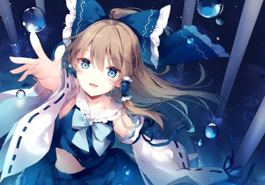 blue eyes brown hair bubbles hakurei reimu japanese clothes long hair miko mochizuki shiina touhou