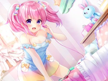 original pink hair purple eyes saiki akari (akarium sk) vibrator