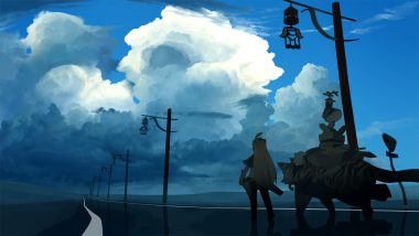 akitsu taira animal clouds landscape original scenic school uniform sky tiger