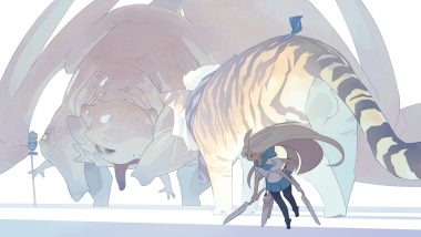 akitsu taira animal long hair original school uniform sword tiger weapon