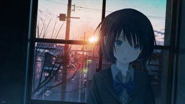 banishment bow building close crying original scenic school uniform short hair signed sunset tears