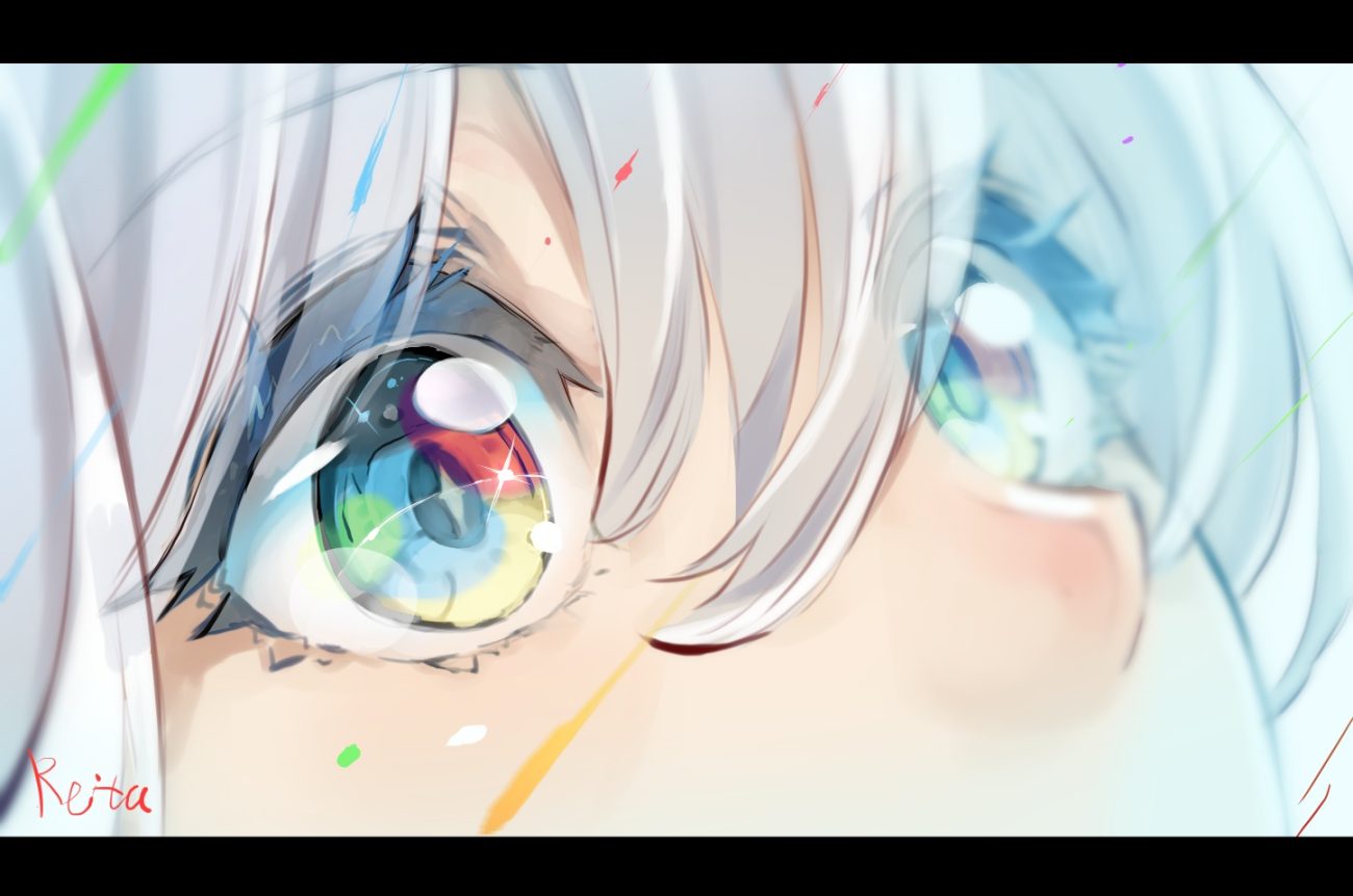 aqua eyes close hoshizaki reita original signed white hair