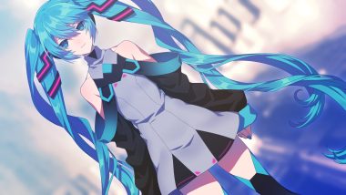 aliasing aqua eyes aqua hair hatsune miku long hair matsuda toki twintails vocaloid