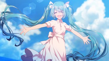 aqua hair clouds dress hatsune miku matsuda toki summer dress twintails vocaloid