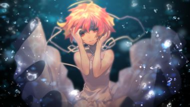dress matsuda toki orange eyes orange hair shiine ama short hair underwater utau water