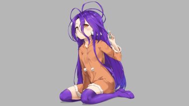 boots cat smile gray hood loli long hair no game no life orange eyes pixel (yuxian) purple hair shuvi dola zettai ryouiki