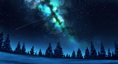 forest gensuke landscape night no humans original scenic sky snow stairs tree