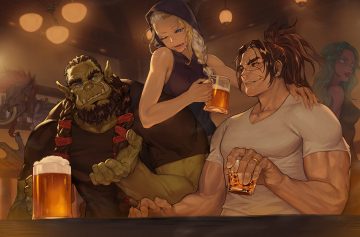 black hair blonde hair blue eyes braids brown hair cigarette drink glasses green hair group hood long hair male morry evans pointed ears ponytail red eyes scar signed smoking twintails wink world of warcraft