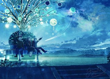 fusui male night original scenic sky stairs stars tree