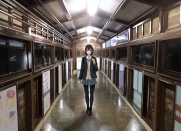 aliasing black hair original pantyhose sakeharasu scenic school uniform short hair skirt