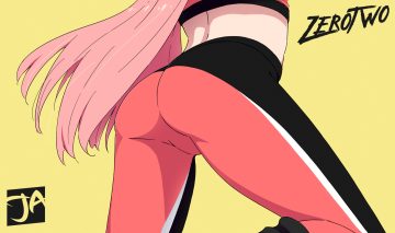 ass close darling in the franxx j adsen long hair pink hair watermark yellow zero two