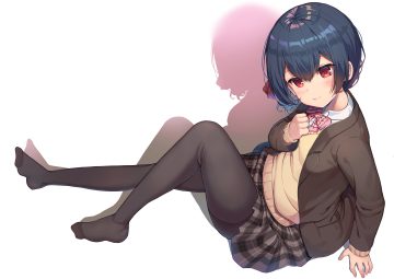 black hair bow idolmaster idolmaster shiny colors morino rinze pantyhose rangen red eyes school uniform short hair skirt white