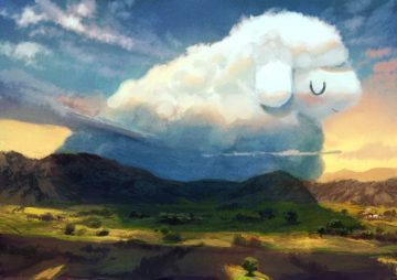 animal building clouds landscape manino (mofuritaionaka) no humans original scenic sheep sky sunset tree