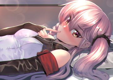 anthropomorphism braids chung cthemax close elbow gloves girls frontline gloves long hair negev (girls frontline) pink hair red eyes