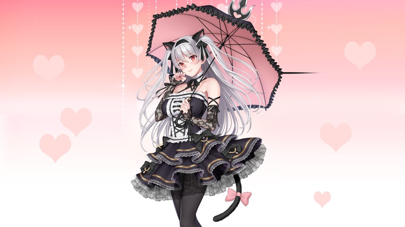 animal ears blush catgirl elbow gloves gloves goth-loli gradient gray hair harajuku mimi lolita fashion pantyhose re:shimashima tail third-party edit tokyo exe girls umbrella